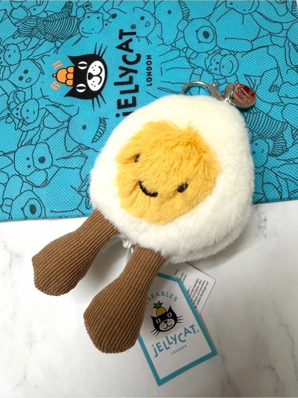 Jellycat Plush Sunny Egg Keychain Bag Charm